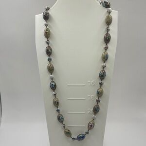 Vintage Cloisonné Enamel Oval Bead Necklace | Colorful Boho Statement Strand